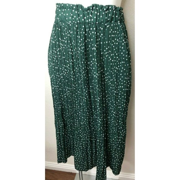 Exlura Womens High Waist Polka Dot Pleated Skirt M - Picture 3 of 6